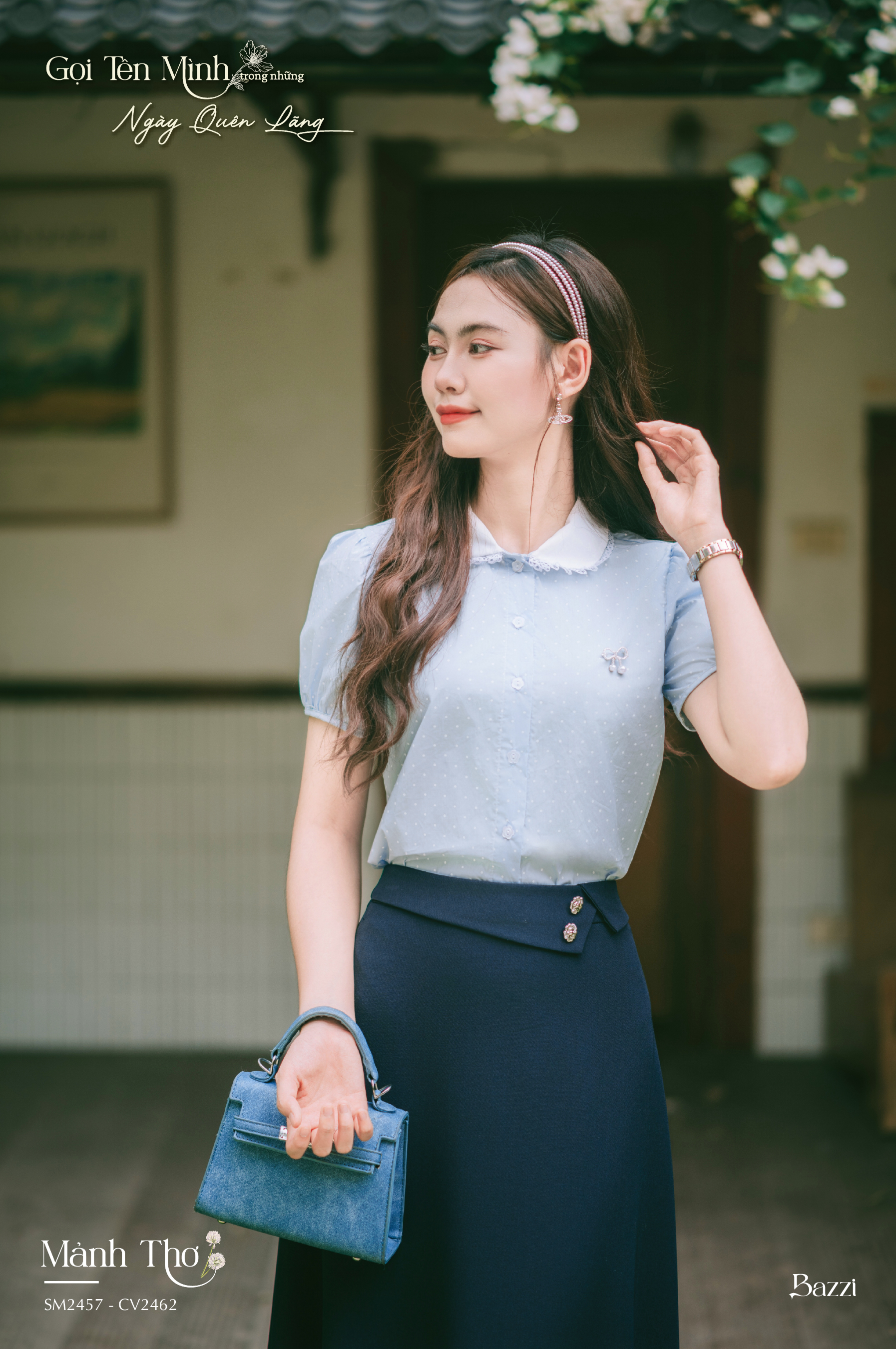 CV2462 - Chân váy xoè trơn cạp gập